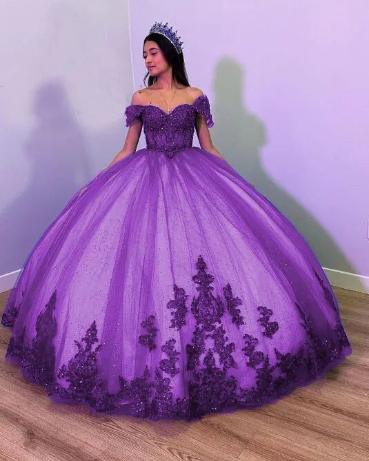 Tulle Off the Shoulder Quinceanera Dress Ball Gown cg25131