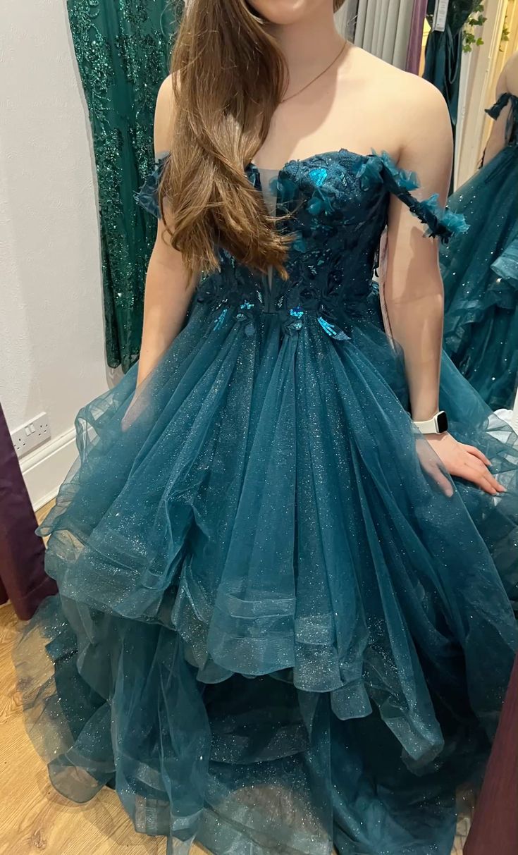 A Line Tulle Off Shoulder Formal Dress Long Party Dress Evening Dress Prom Dresses     cg25725