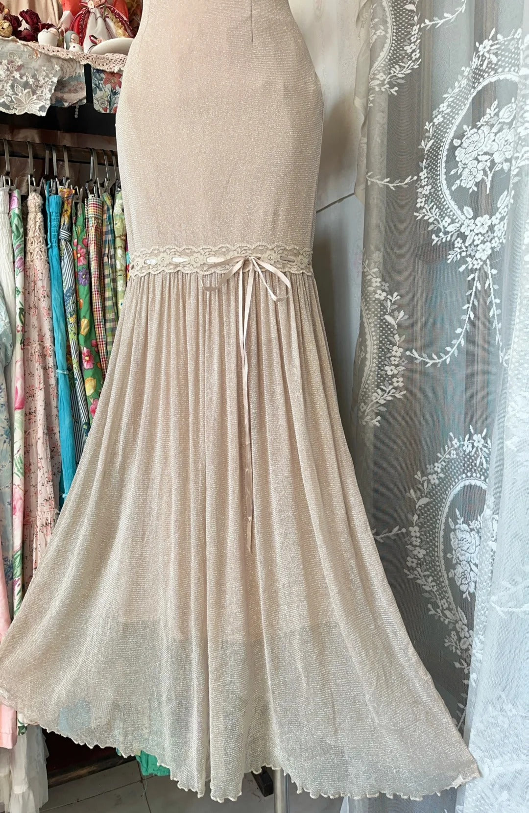 Champagne Mermaid Vintage Evening Dresses, Sleeveless Party Gowns  cg25493