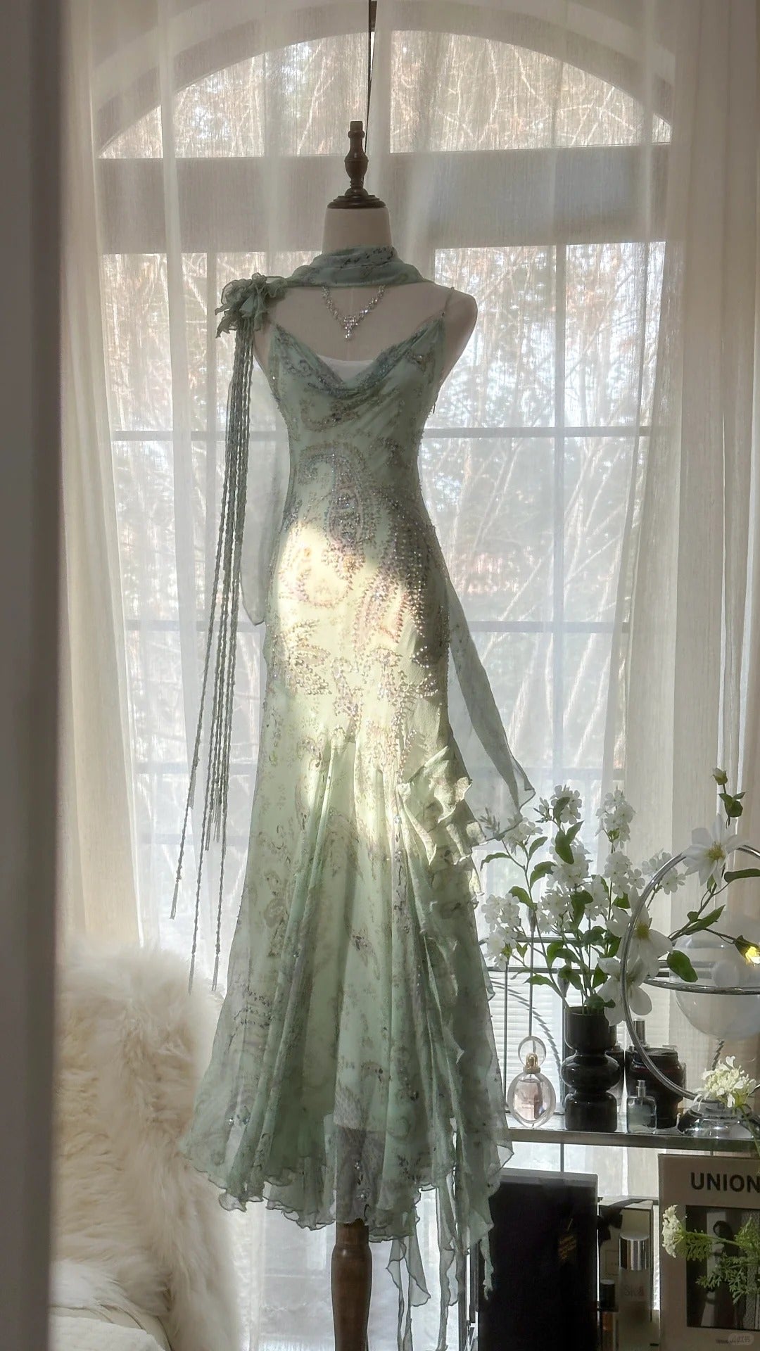 Vintage Evening Dresses, Sleeveless Green Party Gowns  cg25515
