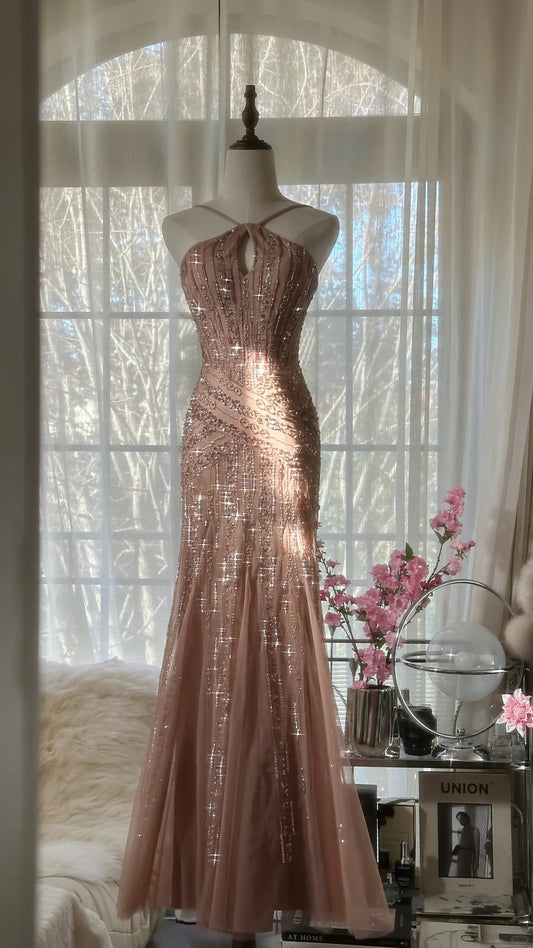 Vintage Champagne Evening Dresses, Sleeveless Long Party Gowns  cg25518