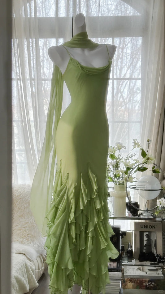 Vintage Evening Dresses, Sleeveless Green Party Gowns  cg25524