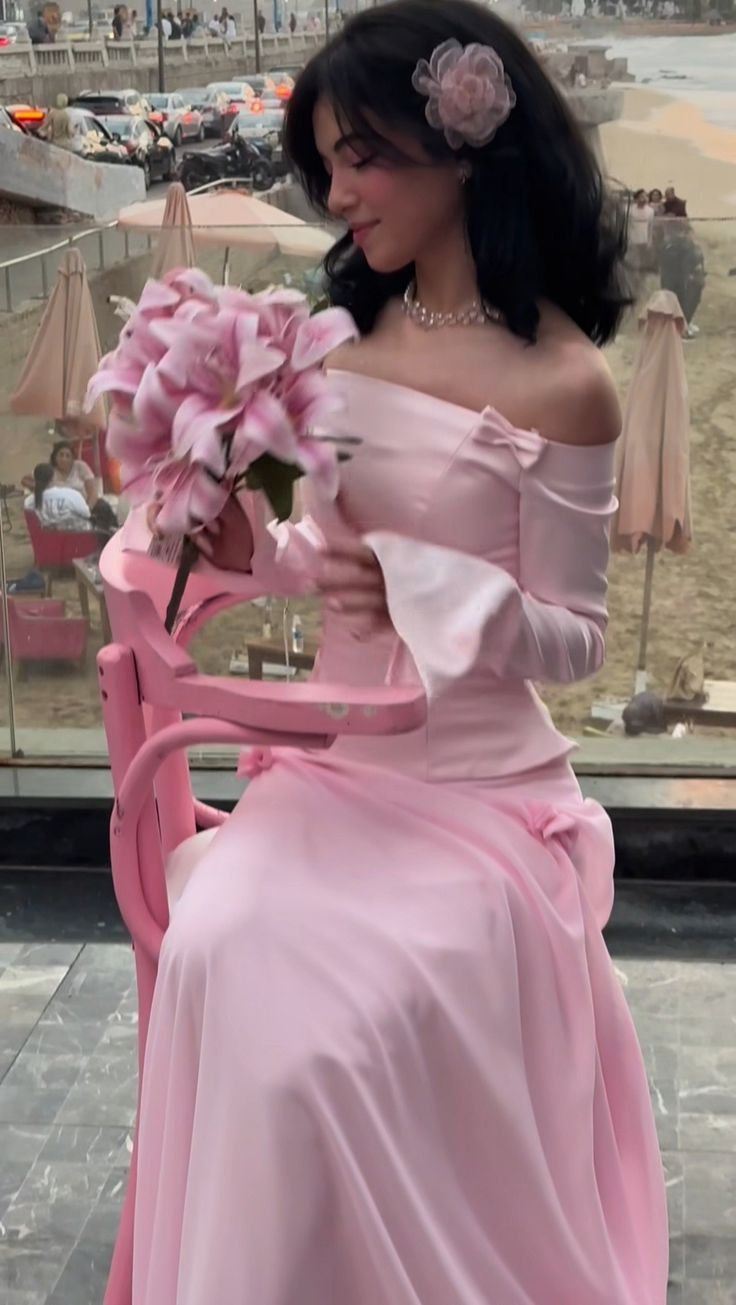 Pink Long Sleeves Evening Dress New Arrive Prom Party Dress    cg25640