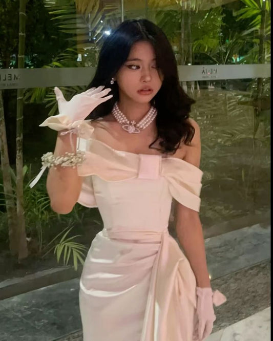 A Line Off Shoulder Prom Party Dresses Simple Evening Dress   cg25909