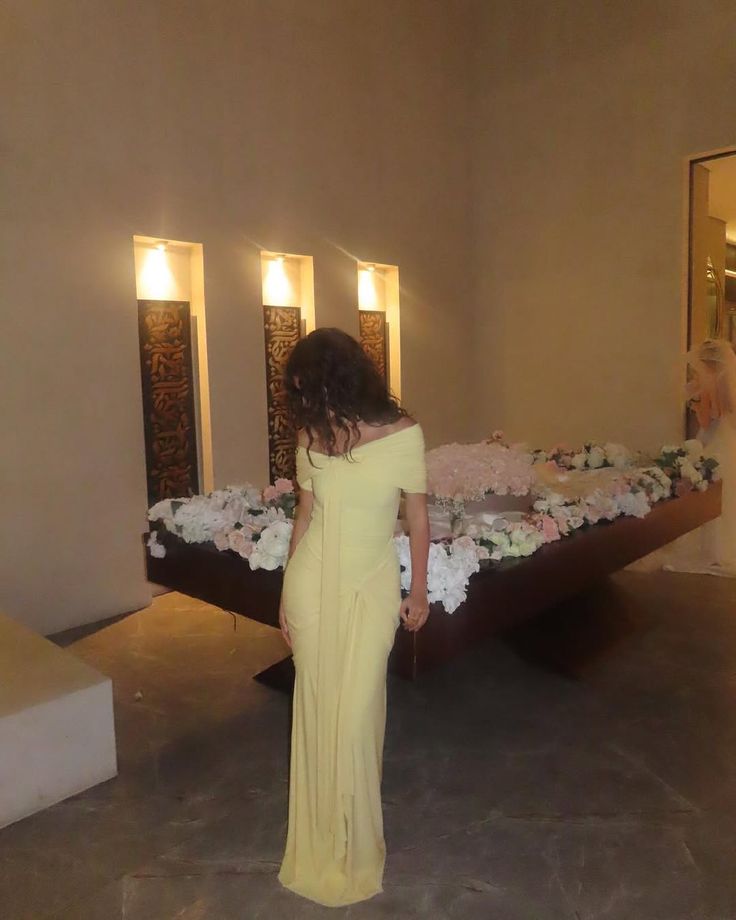 Yellow Mermaid Evening Dress Off Shoulder Prom Party Dress     cg25645