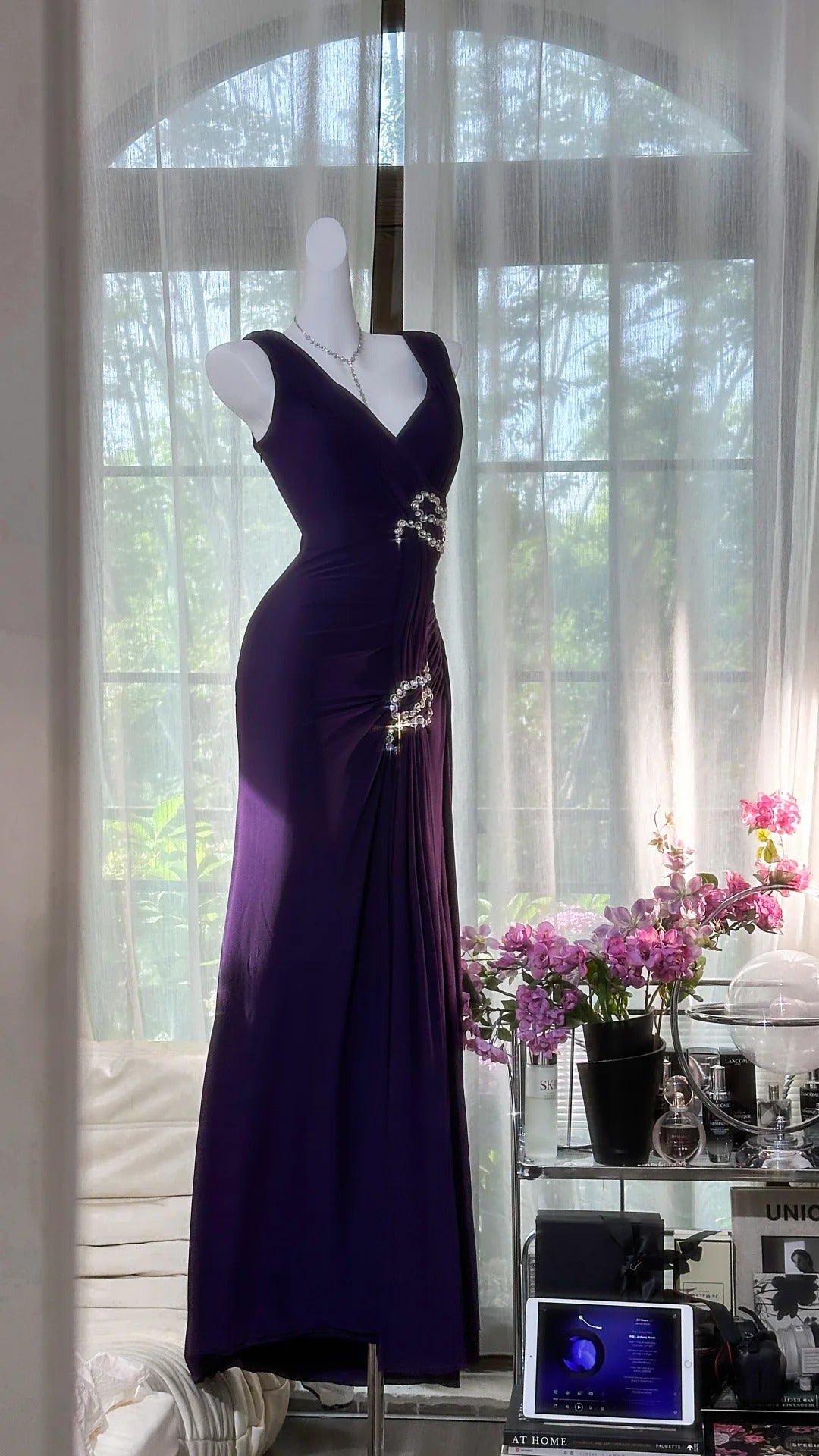 Purple Vintage Prom Party Dresses Unique Long Evening Dress   cg25962