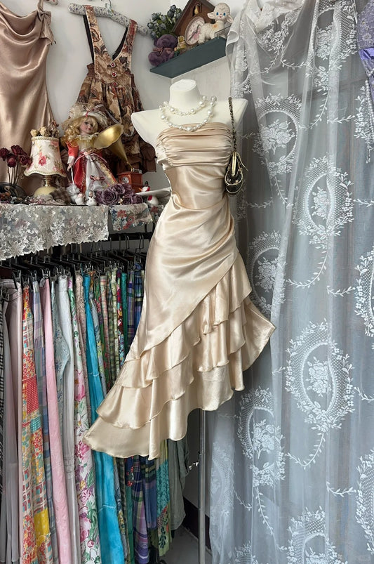 Irregular length Champagne Vintage Short Party Dress Cocktail Dresses Homecoming Dress     cg25848