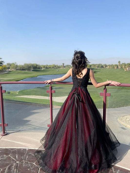 A Line Tulle Prom Party Dresses Unique Evening Dress   cg25912