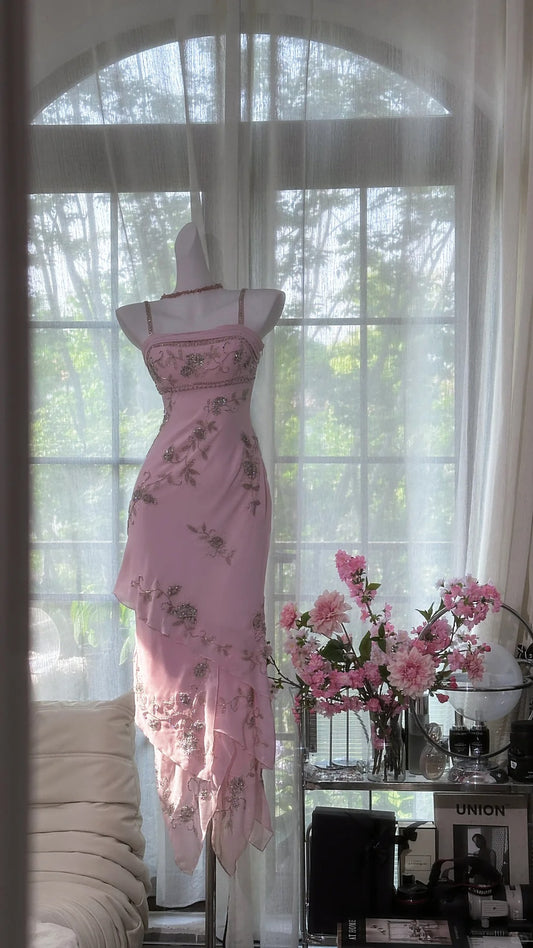 Pink Vintage Dresses, Long Evening Dress    cg25980