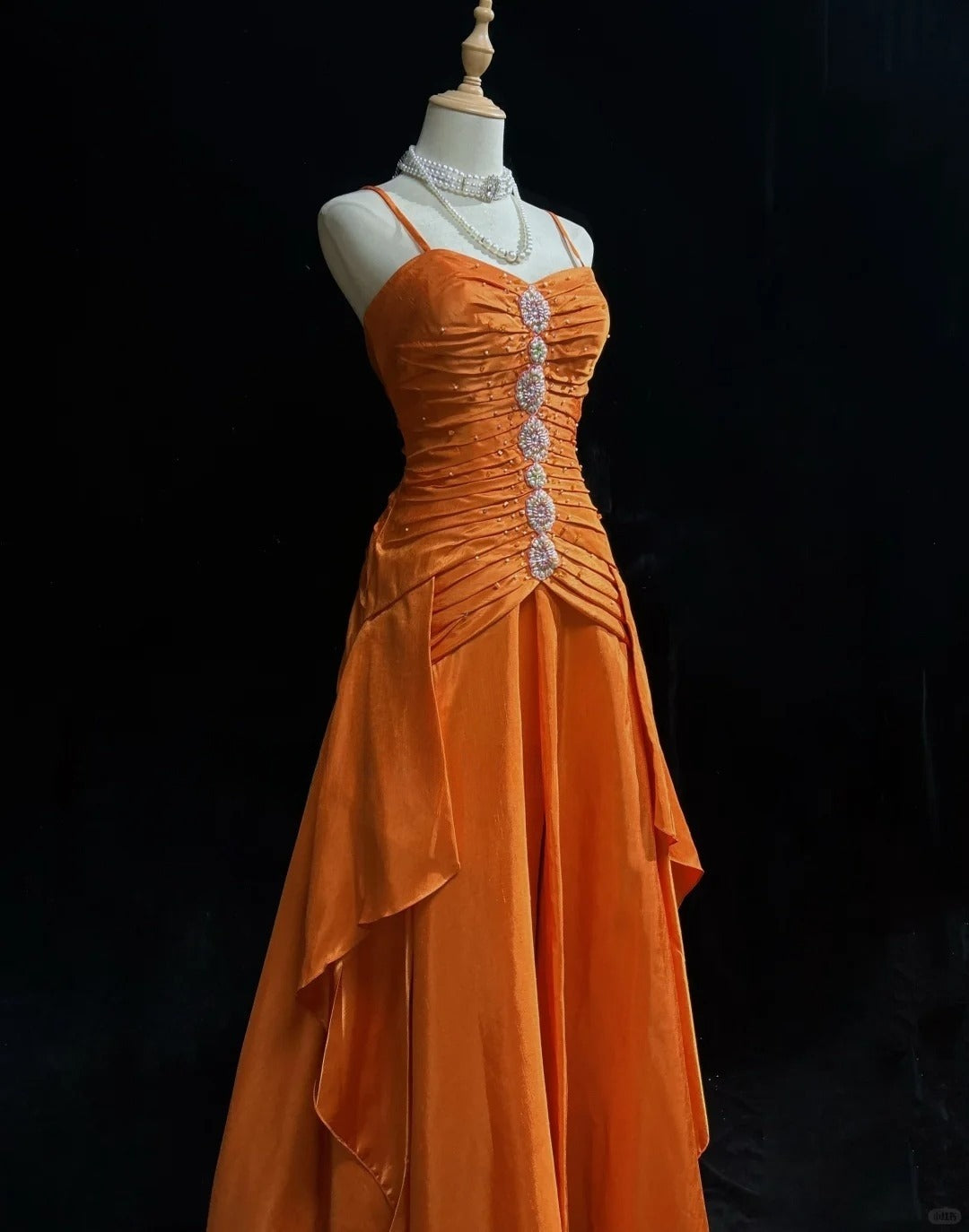 A Line Orange Formal Dress Vintage Long Party Dress Evening Dress Prom Dresses     cg25718