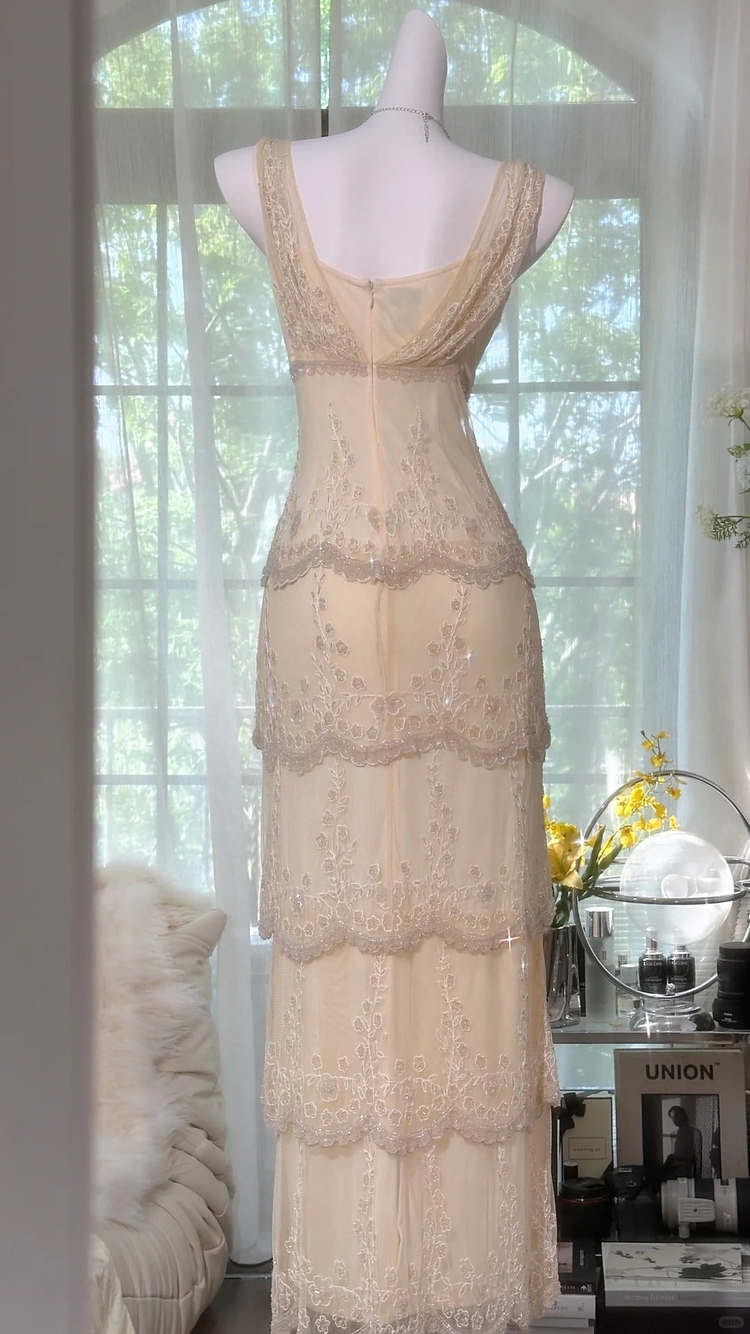 Vintage Evening Dresses, Light Champagne Long Sleeveless Party Gowns  cg25534