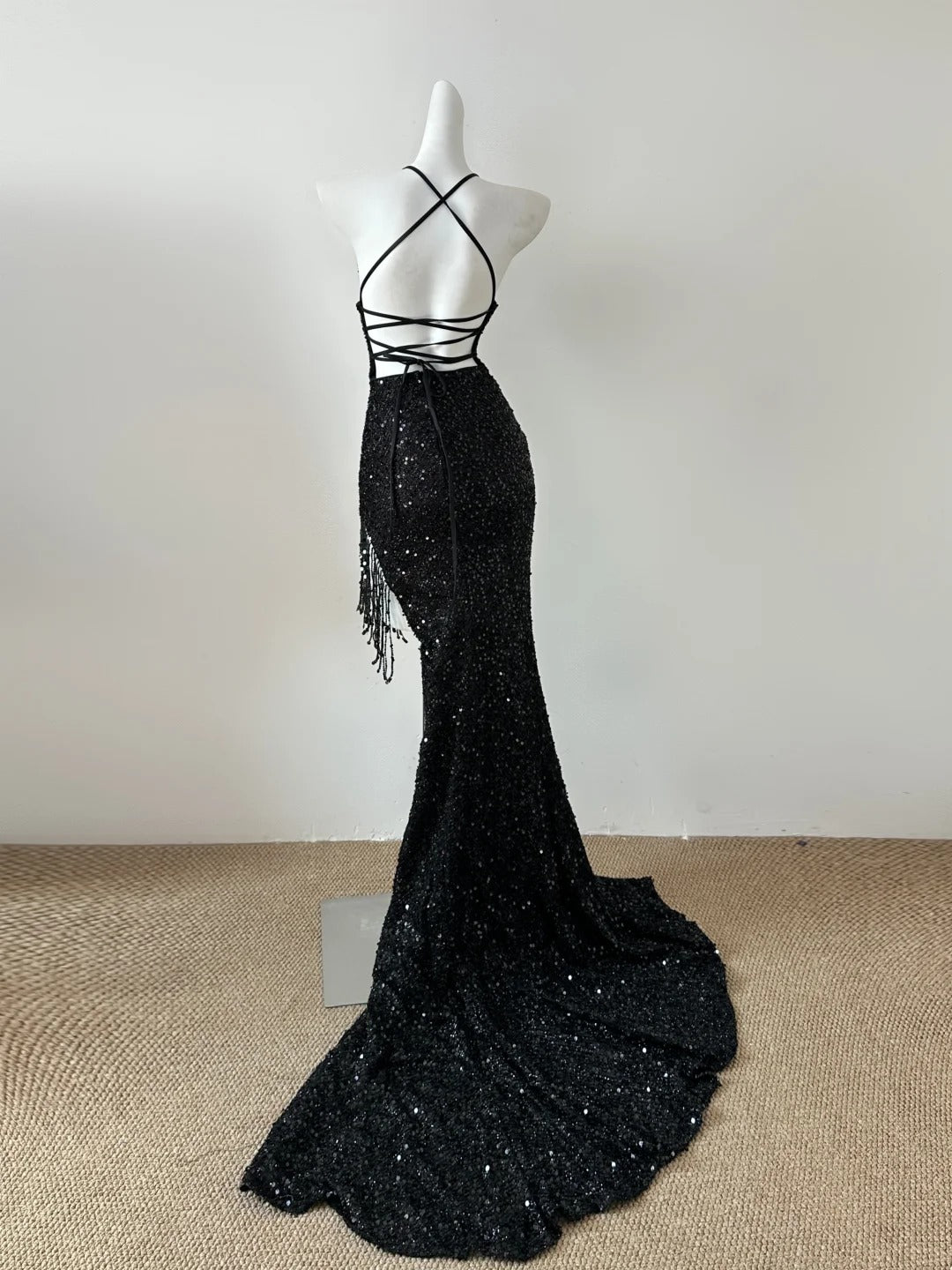 Black Sequin Evening Dresses,Sleeveless Party Prom Dress  cg25476