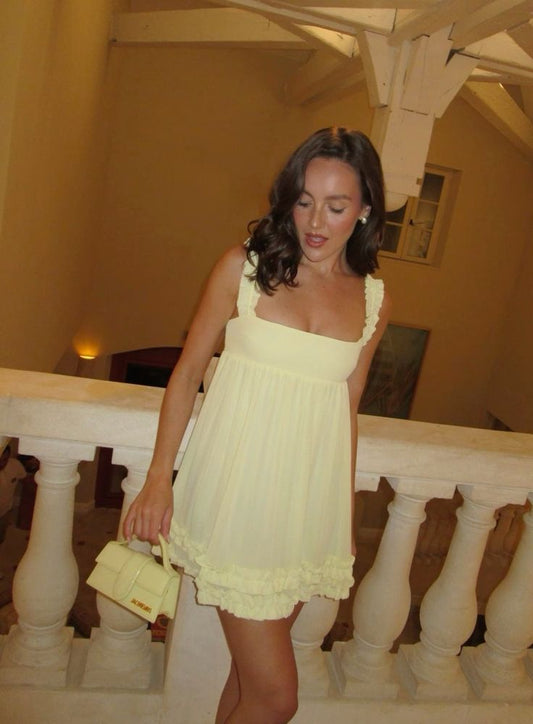 A Line Yellow Chiffon Short Party Dress Cocktail Dresses Homecoming Dress     cg25739