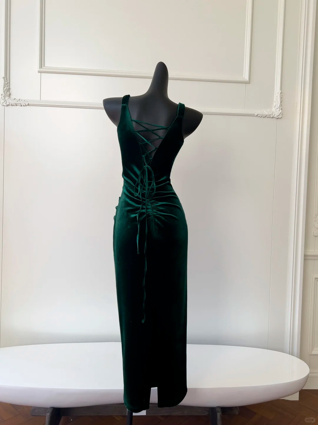 Green Velvet Vintage Evening Dresses,Sleeveless Party Gowns  cg25488