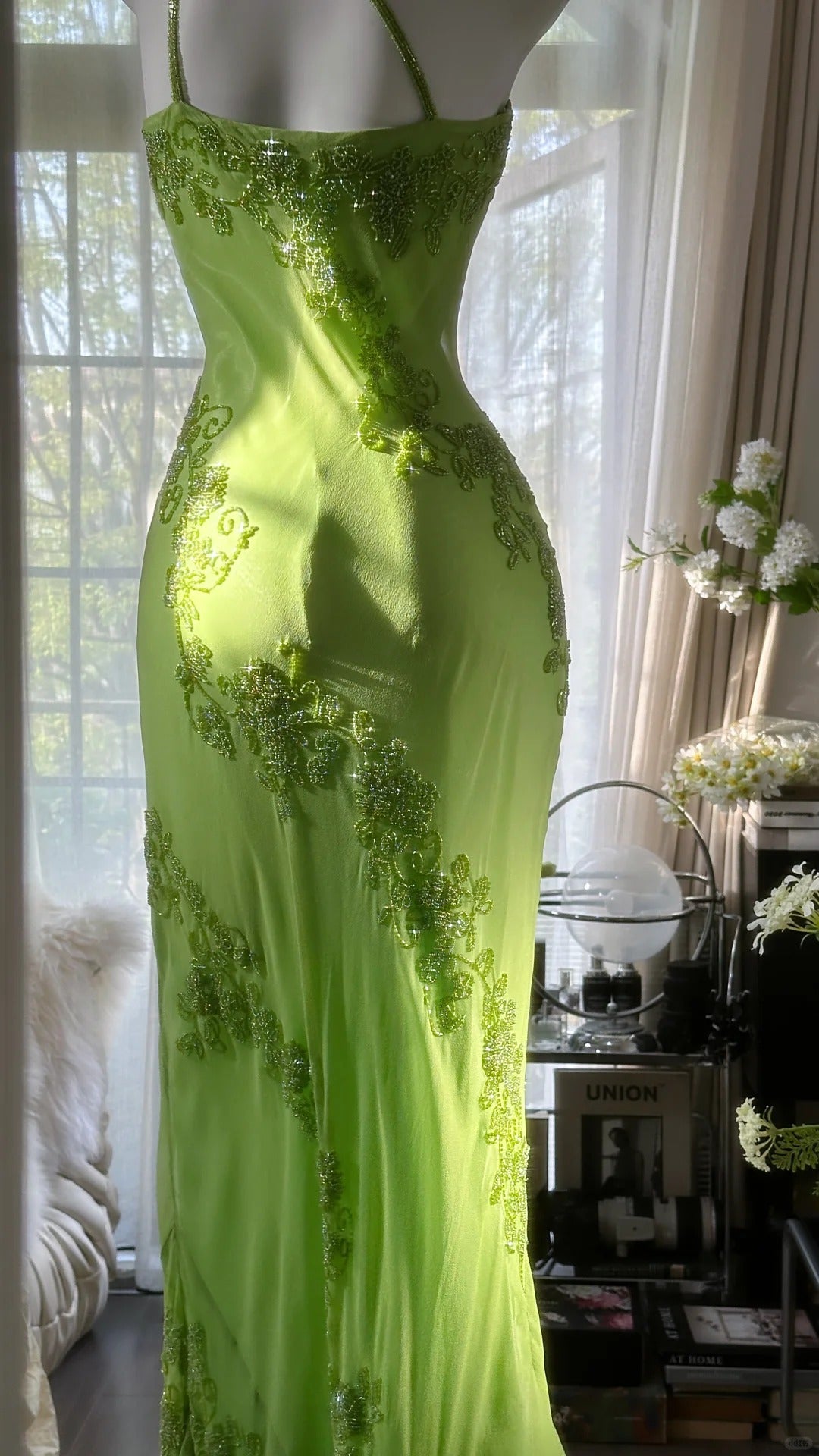 Vintage Evening Dresses, Green Sleeveless Party Gowns  cg25531