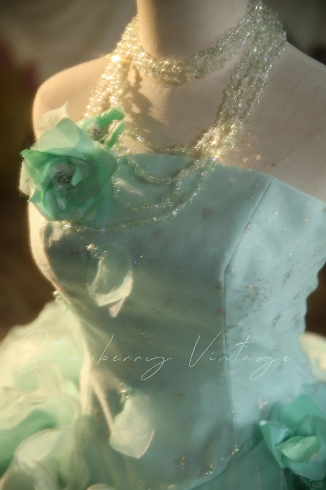 A Line Green Tulle Ball Gown Quinceanera Dress Evening Dress    cg25478