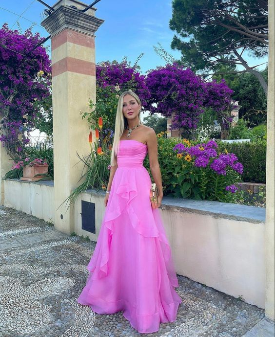 simple pink prom dress,modest evening dresses cg24831