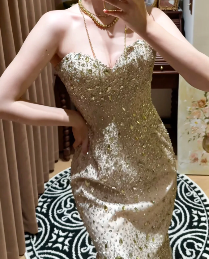 Sweetheart Neck Beads Prom Party Dress Mermaid Sexy Evening Dress cg26319