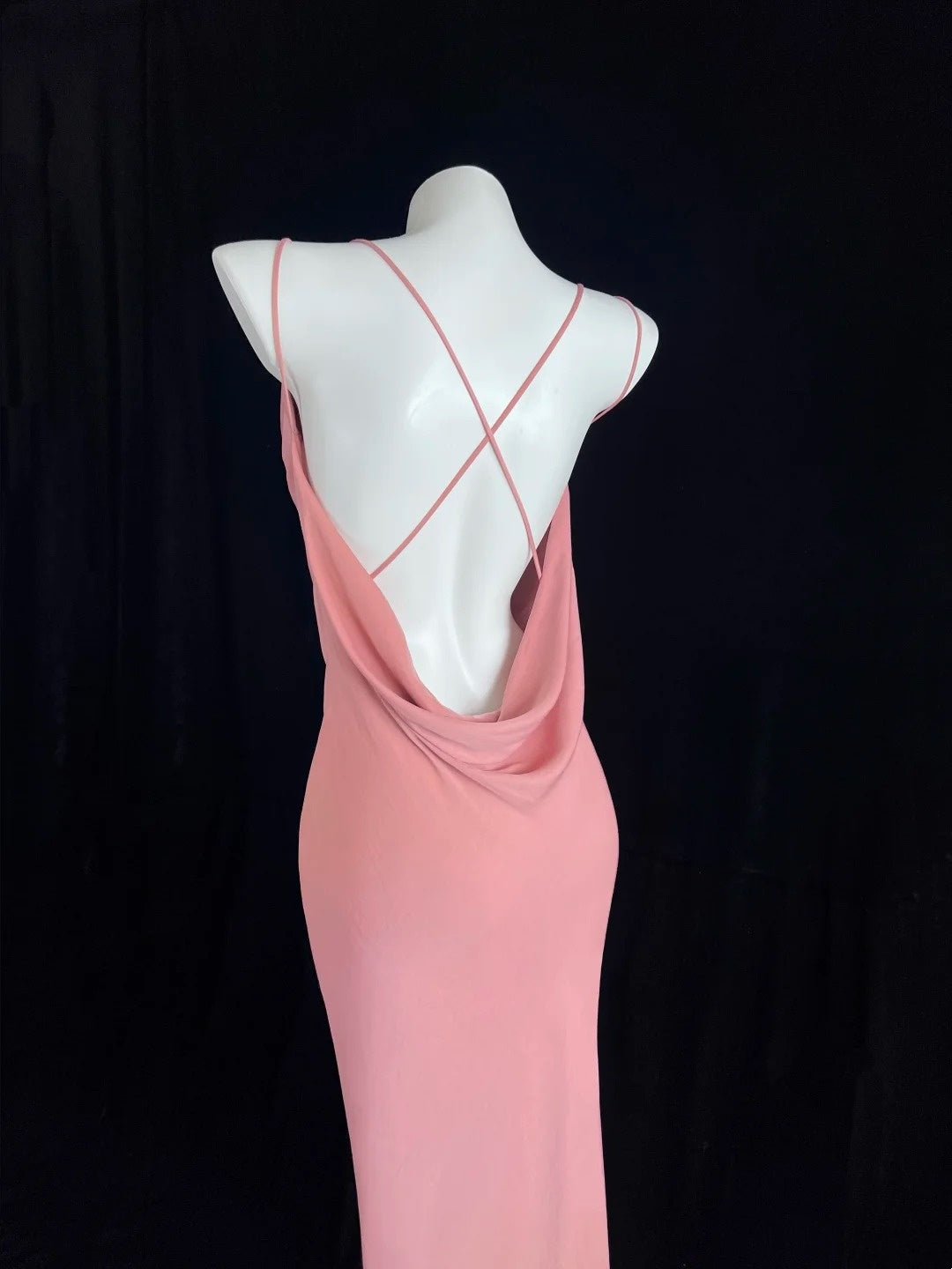 Superb Spaghetti Straps Pink Prom Dress Sheath High-Slit Evening Dress CY0063