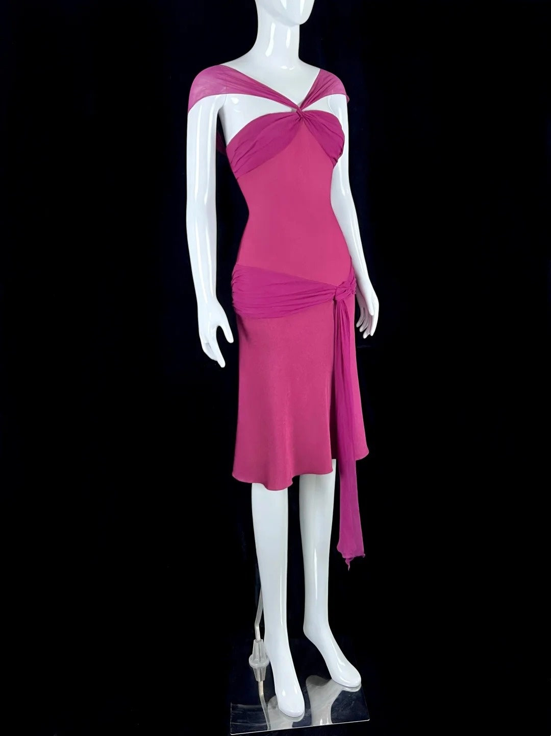 Modest V Neck Hot Pink Homecoming Dress Sheath Short Dress CY0065