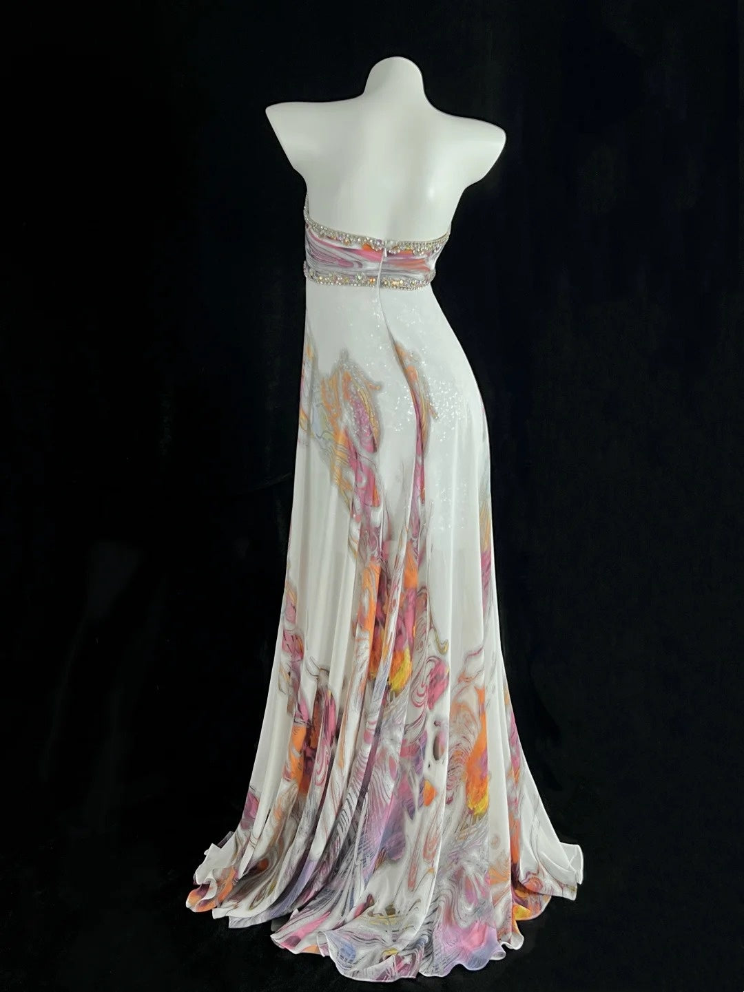 Cozy Strapless Printed Prom Dress Sequins Beaded A-Line Evening Dress CY0079