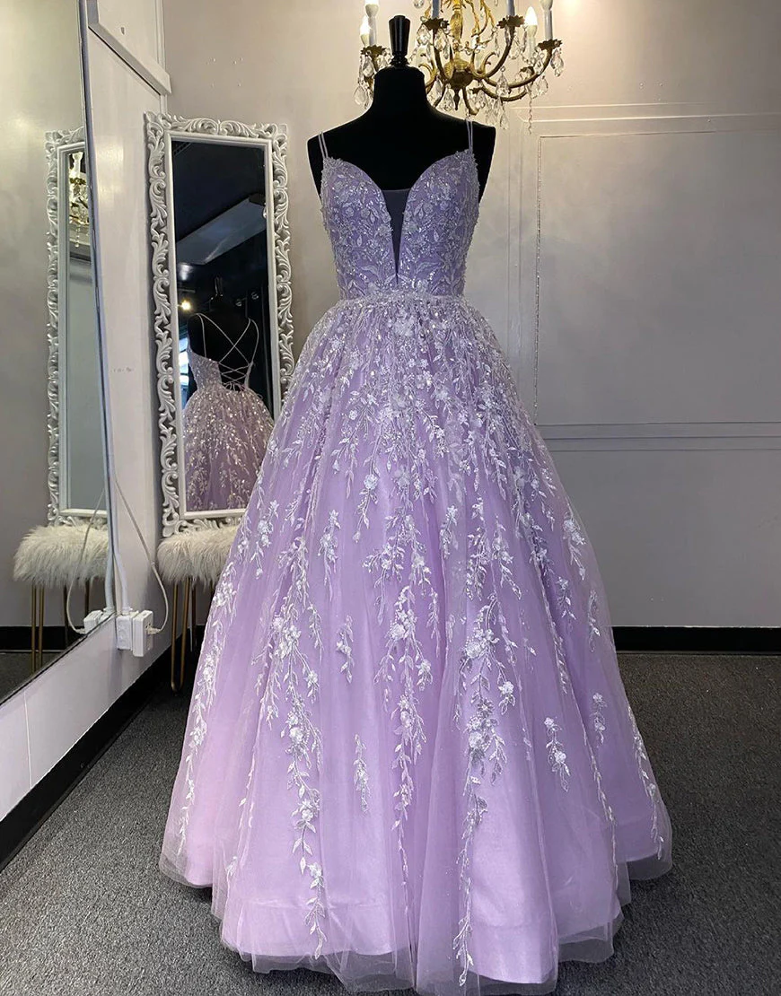 2022 A-line lilac long prom dress ball gown cg20854