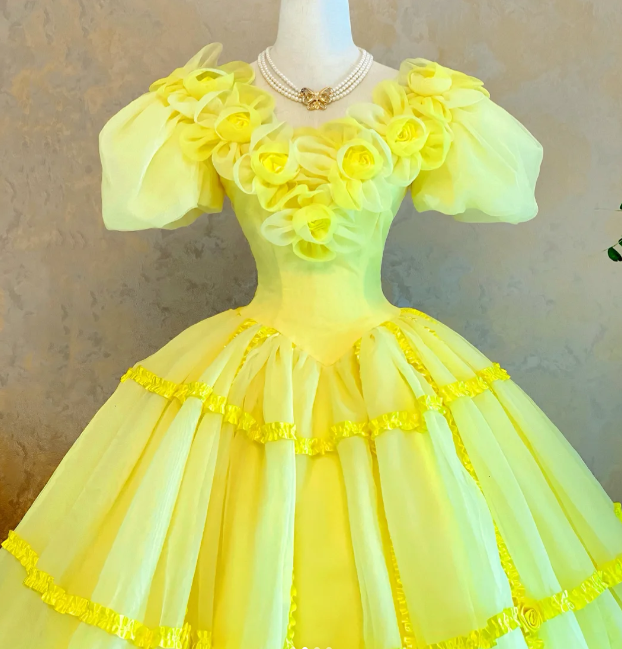 A Line Ywllow Princess Prom Party Dress Sweet 16 Birthday Dress cg26330