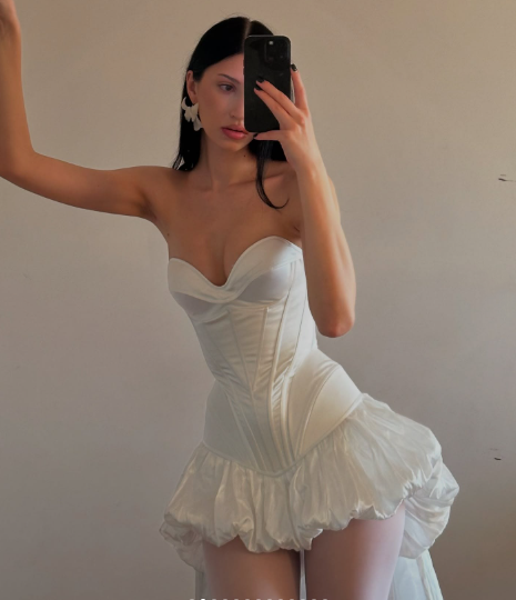 White Strapless Evening Prom Dresses High Low Homecoming Gowns      cg25605