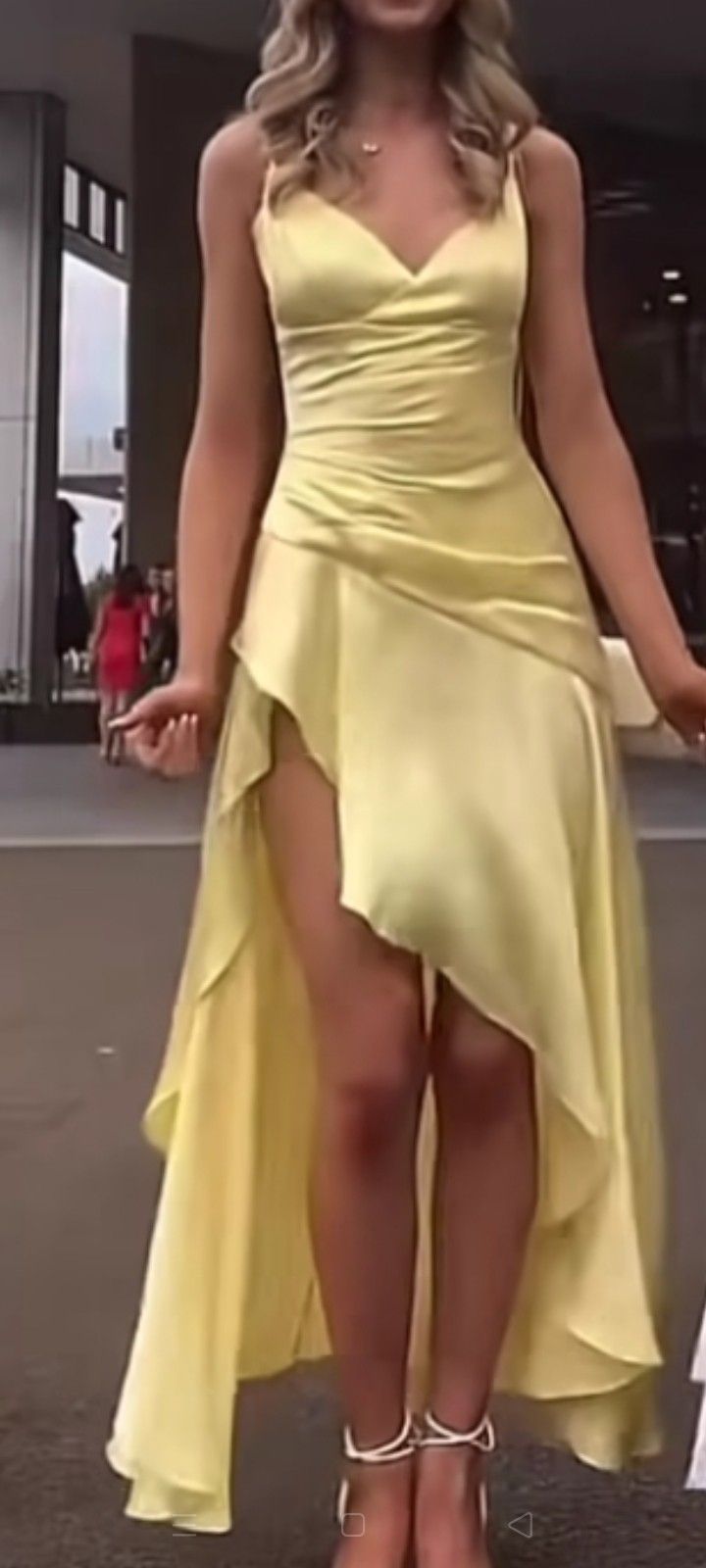 Yellow Evening Dress Sexy Prom Party Dress With Split    cg25643