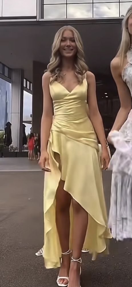 Yellow Evening Dress Sexy Prom Party Dress With Split    cg25643
