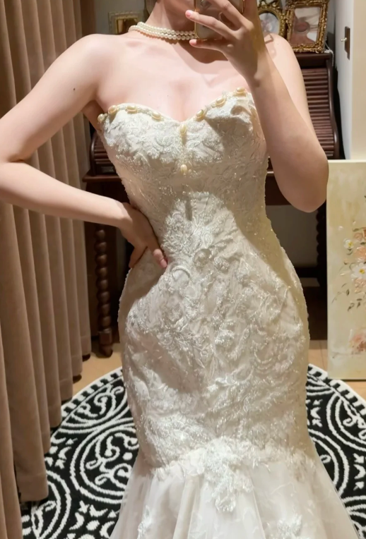 Sleeveless Mermaid Lace Wedding Dress Sexy Evening Dress cg26318