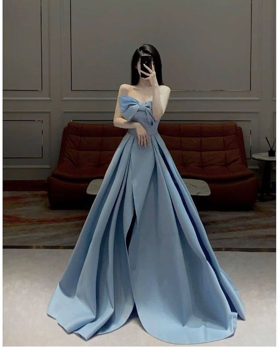 A Line Blue Fashion Prom Dresses, long Evening Dresses cg24998
