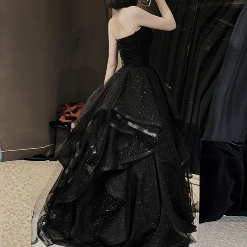 Black Sweetheart Tulle Layers Ball Gown Formal Dresses, Black Evening Dress Prom Dress cg24949