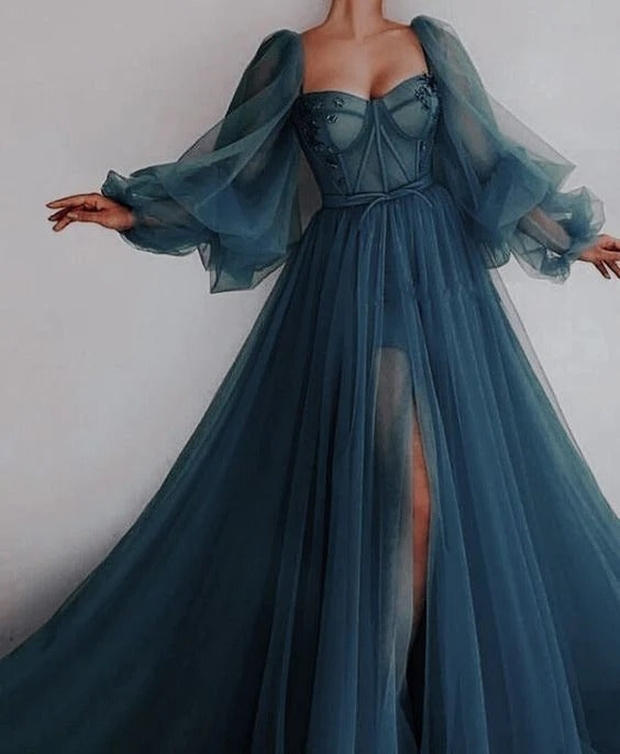 Long Sleeve Tulle Prom Dress Evening Dress cg24823
