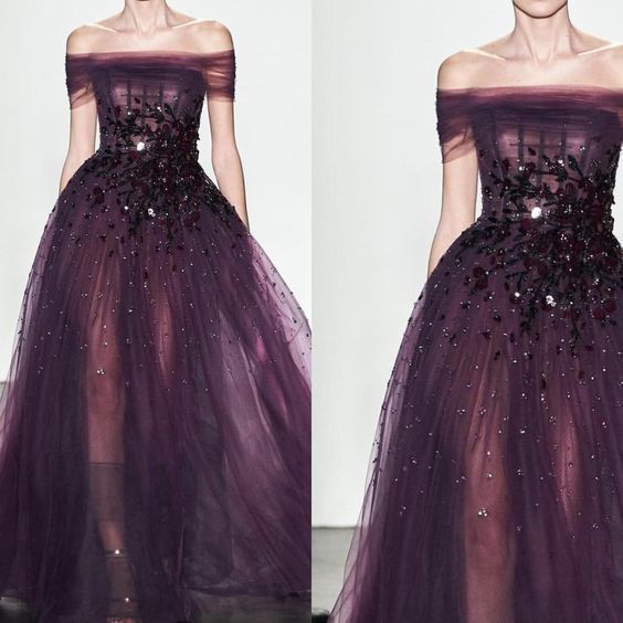 Off the shoulder short sleeve a line tulle beading crystal tulle evening prom dresses cg10021