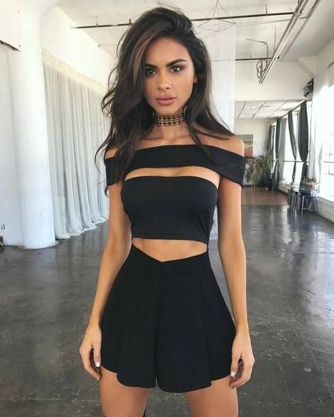 Sexy Black Crop Cut Out Wrapped Chest Jumpsuits ,Short Homecoming Dress cg10189
