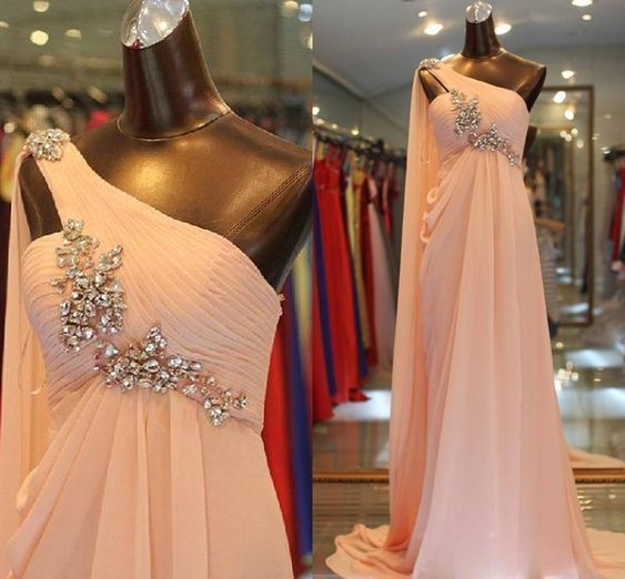 pink prom dress, one shoulder prom dress cg10242