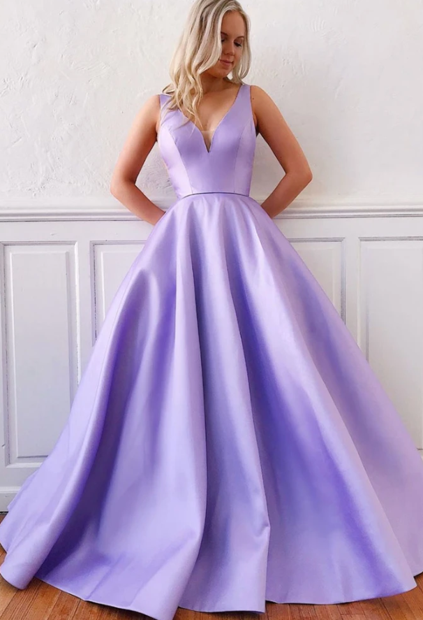 SIMPLE PURPLE SATIN LONG PROM DRESS PURPLE FORMAL DRESS cg10397