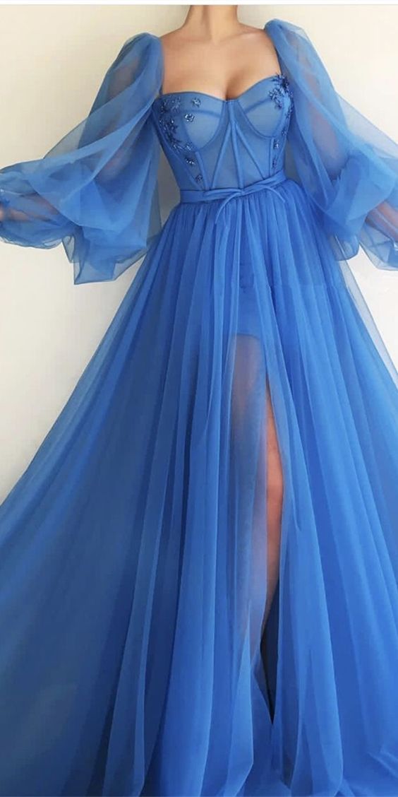 Off the Shoulder Blue Prom Dresses cg10555