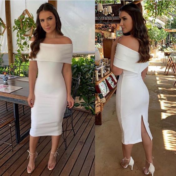 white off shoulder prom dress cg10629