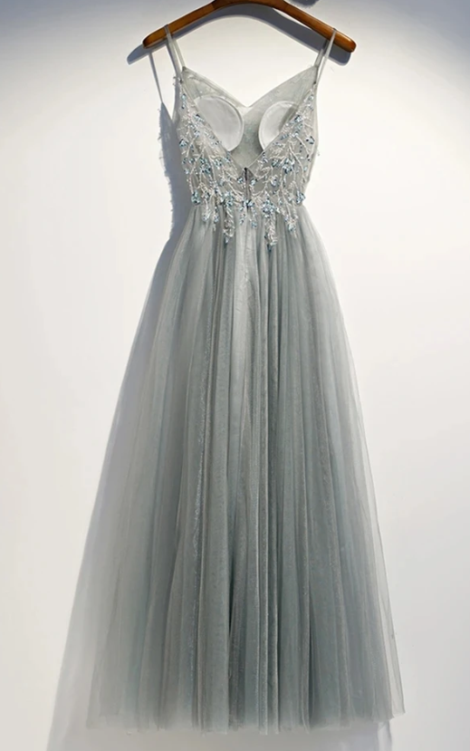 Gorgeous Straps V-Neckline Long Party Dress, A-Line Prom Dress Evening Dress cg10647