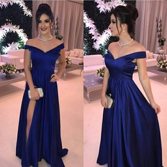 Navy Blue Long Prom Dress cg10677