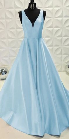 Satin V-neck Neckline Floor-length A-line Prom Dresses cg10687