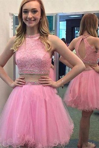 Two Piece Lace Homecoming Dress homecoming dresses cg10734