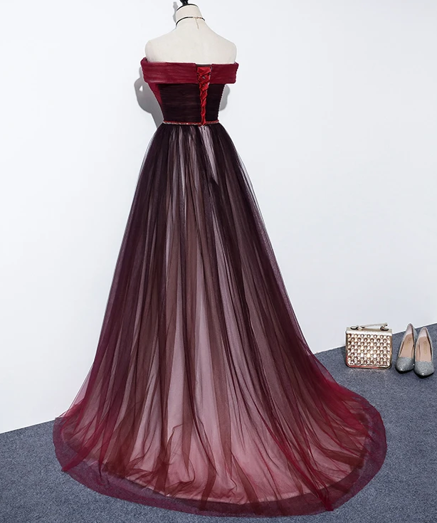 Beautiful Dark Red Gradient Sweetheart Wedding Party Dress, A-Line Evening Dress prom Dress cg10819