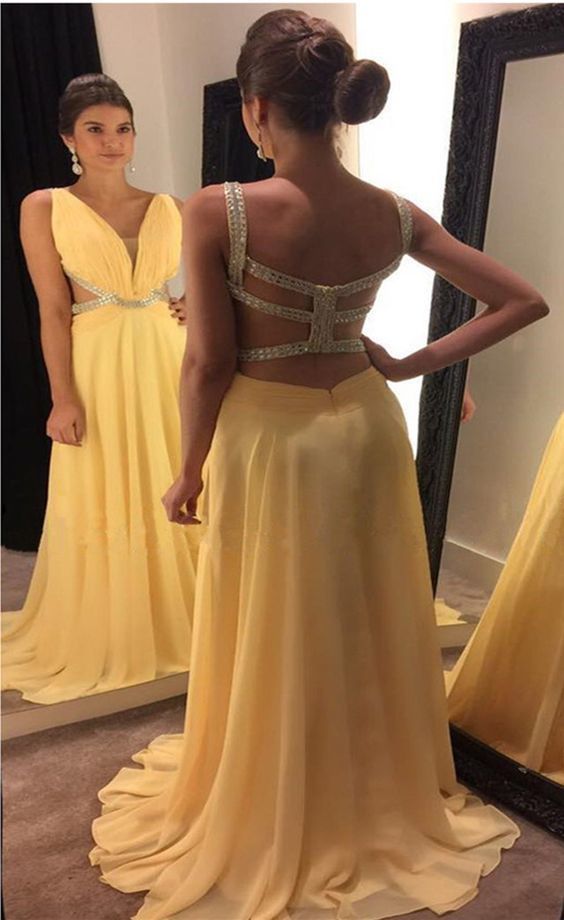 Yellow Prom Dress,open Back Dress cg10832