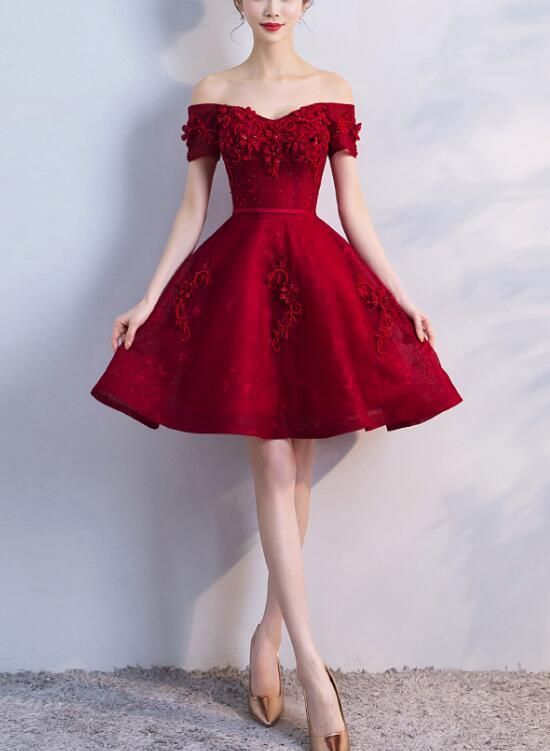 Adorable Wine Red Short Beaded Homecoming Dress, Short homecoming Dress, Graduation Party Dress cg1087