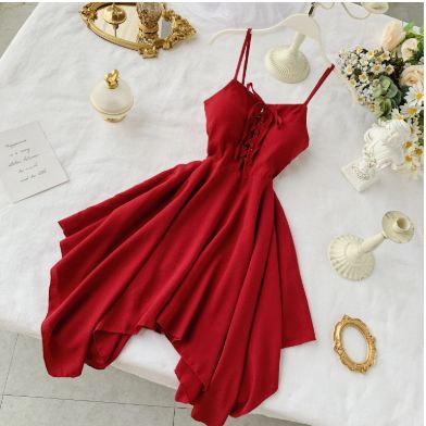 Sexy Lace Up Spaghetti Strap Summer Dress Homecoming Dress cg10924