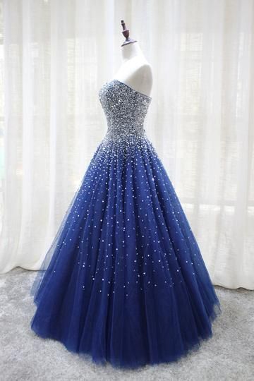 Gorgeous Sparkle Blue Sweet 16 Dress, Handmade Beaded Formal Gown cg11002