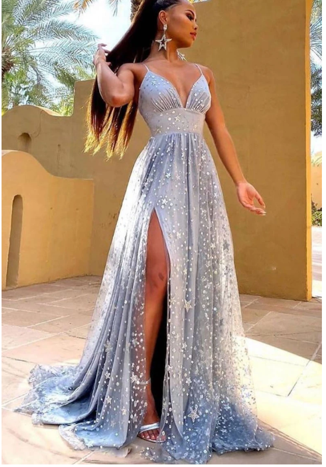 v neck tulle long prom dress , tulle formal dress cg11074